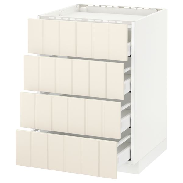 Напольный шкаф, 4 фронтальных панели, 4 ящика МЕТОД / МАКСИМЕРА, белый, Хитарп белый с оттенком - схема-чертеж с размерами