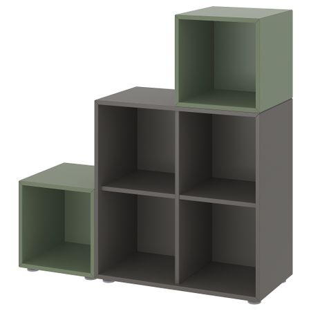 Комбинация шкафов с ножками, темно-серый, серо-зеленый, 105x35x107 см IKEA EKET ЭКЕТ 995.218.45