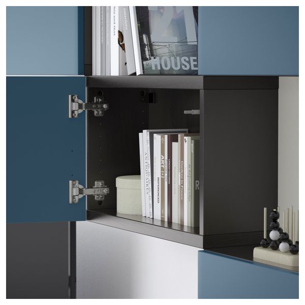 Шкаф для ТВ, комбинация БЕСТО, черно-коричневый, Вальвикен темно-синий (240x20/40x204 см) - фото 5