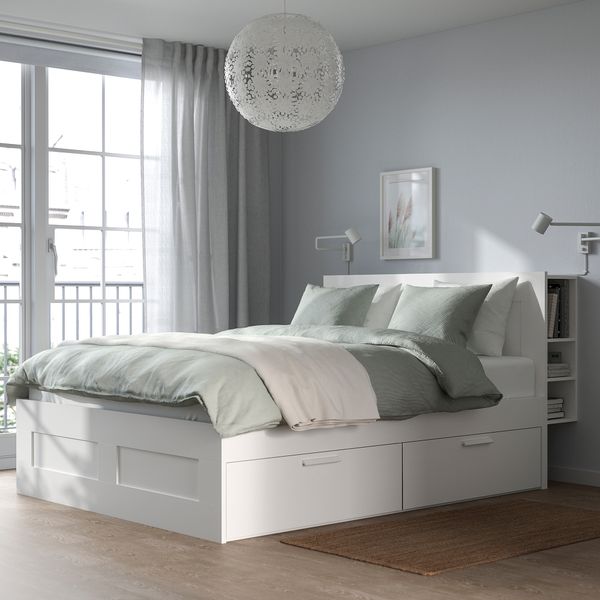 Каркас кровати с изголовьем, белый, 160x200 см IKEA BRIMNES БРИМНЭС 190.106.45 - фото 3