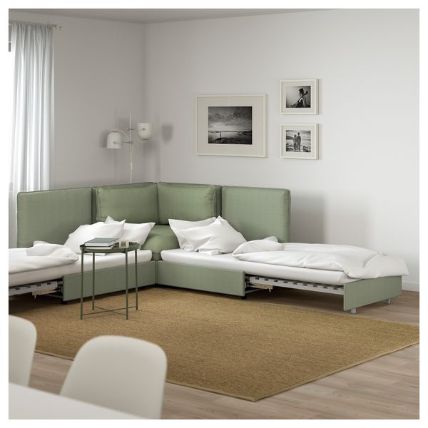 3-местный угловой диван-кровать ВАЛЛЕНТУНА, Хилларед зеленый - фото 3