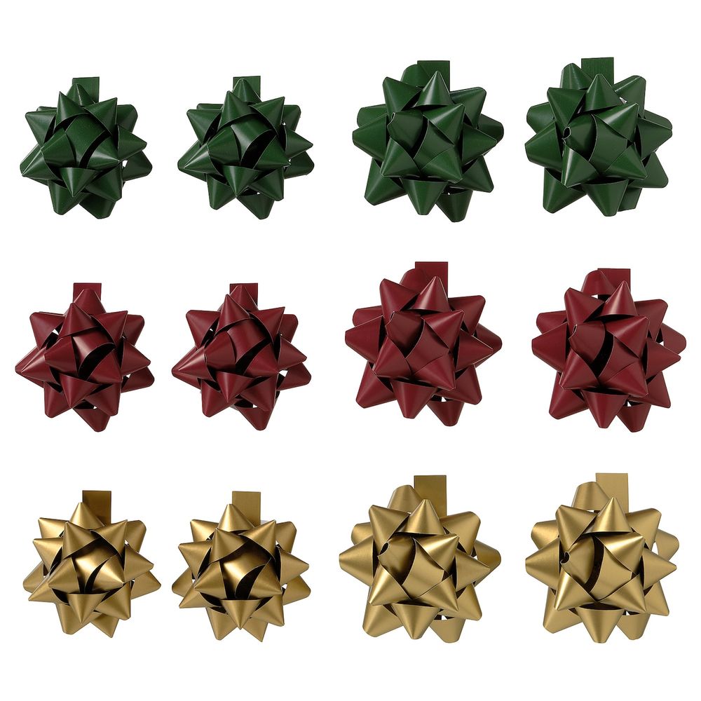 Бант для подарочной упаковки,12 шт., зеленый/красный/золотой IKEA VINTER 2021 ВИНТЕР 2021 404.996.91 - схема-чертеж с размерами