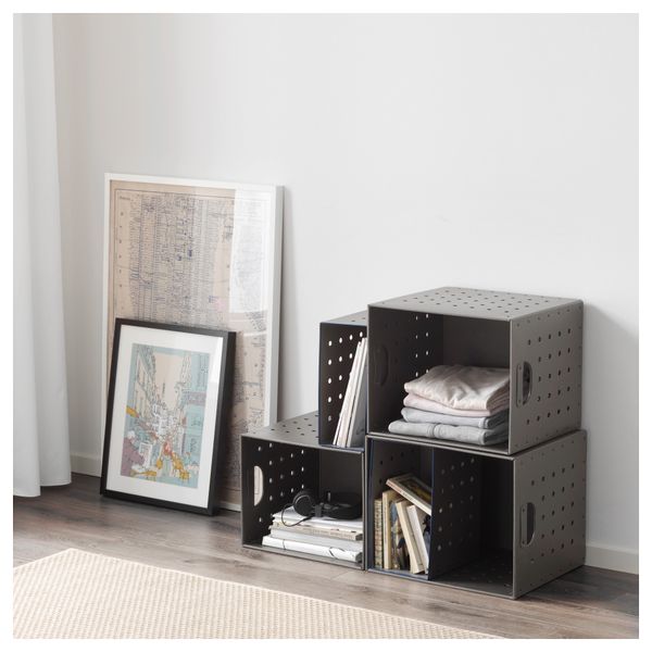 Набор коробок, 5 шт. ИКЕА ПС 2017, серый - схема-чертеж с размерами