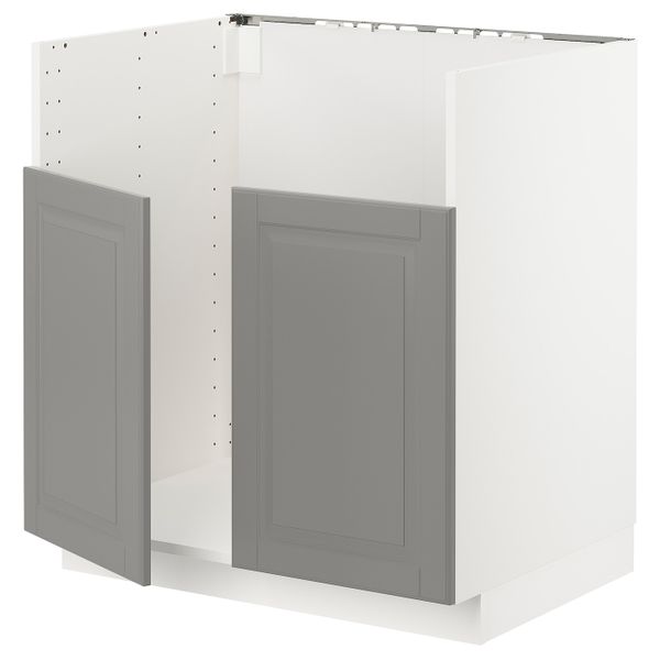 Шкаф для двойной мойки БРЕДШЁН, белый/Будбин серый 80x60 см IKEA METOD МЕТОД 192.982.32 - схема-чертеж с размерами
