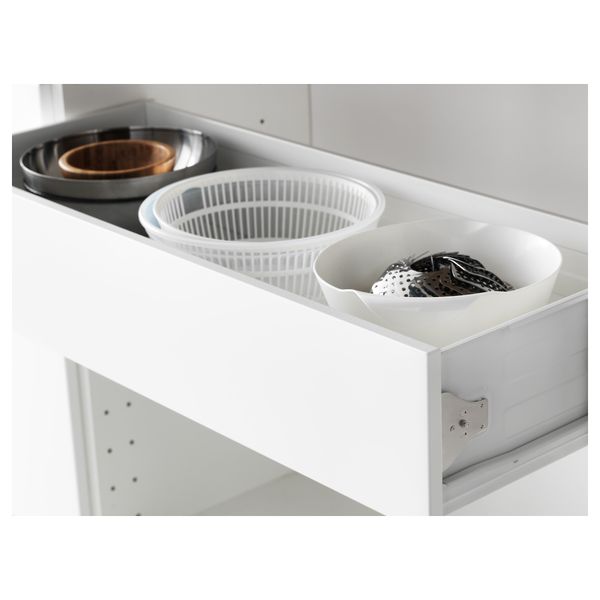 Высокий шкаф с ящиками, 2 дверцы МЕТОД / МАКСИМЕРА, белый, Тингсрид береза (80x37x200 см) - фото 2