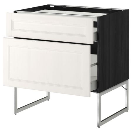 Напольный шкаф, 2 фронтальных панели, 3 ящика МЕТОД / МАКСИМЕРА, черный, Лаксарби белый