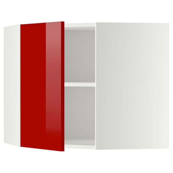 Угловой навесной шкаф с полками МЕТОД, белый, Рингульт красный - схема-чертеж с размерами
