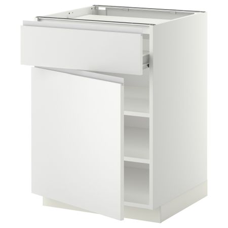 Напольный шкаф для варочной панели, ящик, полка, дверцы МЕТОД / ФОРВАРА, белый, Нодста белый