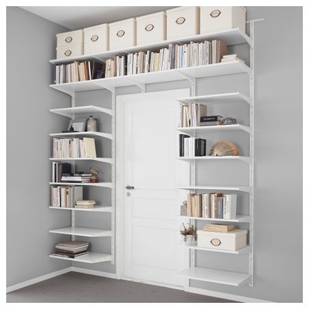 Настенная шина, полки АЛЬГОТ, белый (242x41x199 см)