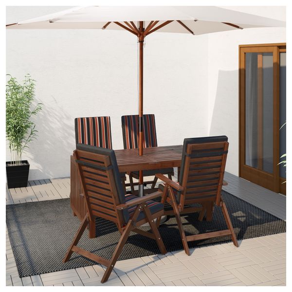 Стол + 4 кресла, для сада ЭПЛАРО, коричневая морилка, Экерон черный - фото 2