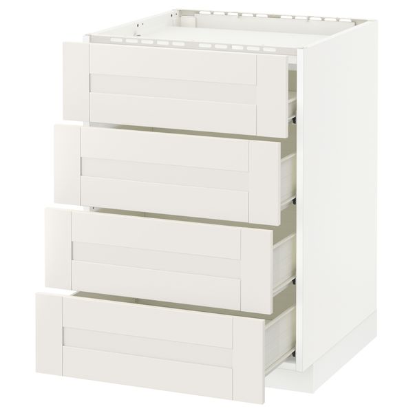 Напольный шкаф, 4 фронтальных панели, 4 ящика МЕТОД / ФОРВАРА, белый, Сэведаль белый - фото 1