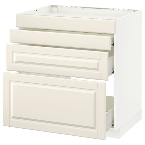 Напольный шкаф для духовки, 4фасада, 3 ящика МЕТОД / ФОРВАРА, белый, Будбин белый с оттенком - схема-чертеж с размерами