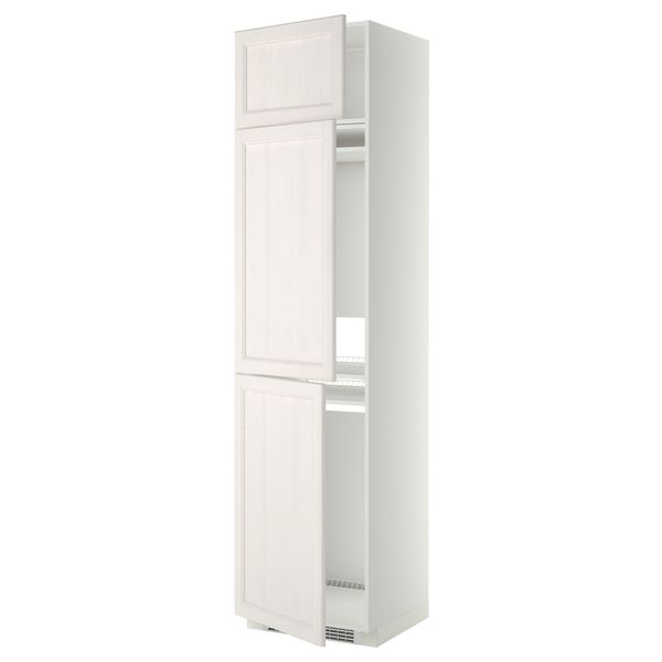 Высокий шкаф для холодильника или морозильника, с 3 дверями МЕТОД, белый, Лаксарби белый (60x60x240 см) - схема-чертеж с размерами