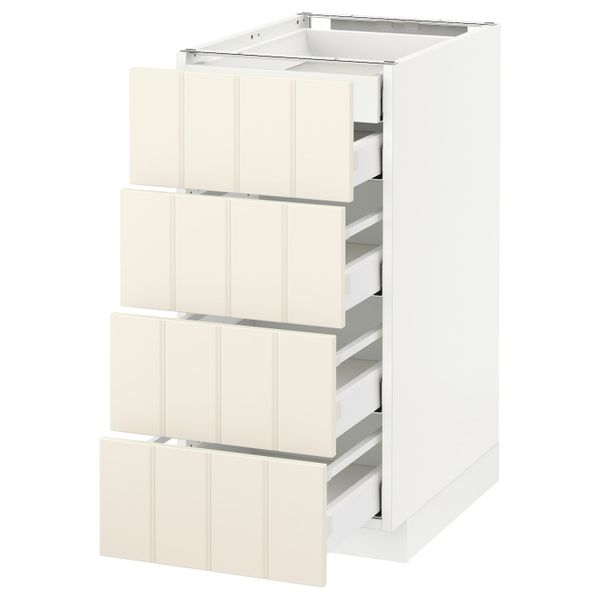 Напольный шкаф 4 фронтальных, 2 низких, 3 средних ящ, белый/Хитарп белый с оттенком 40x60 см IKEA METOD МЕТОД / MAXIMERA - схема-чертеж с размерами