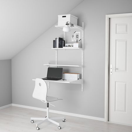 Настенная шина/полки, белый 86x61x141 см IKEA АЛЬГОТ 192.318.21