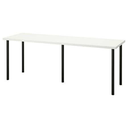 Письменный стол, белый, черный 200x60 см IKEA LAGKAPTEN ЛАГКАПТЕН / ADILS АДИЛЬС 194.175.79