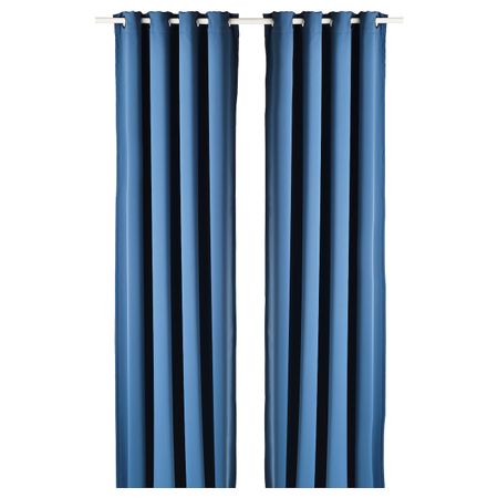 Затемняющие гардины, 2 шт., синий 145x300 см IKEA HILLEBORG ХИЛЛЕБОРГ 504.908.07