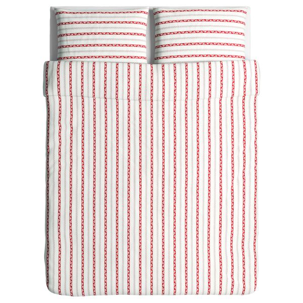 Пододеяльник и 2 наволочки ПЭРЛЬГИАЦИНТ, белый, в полоску (200x200/50x70 см) - фото 2