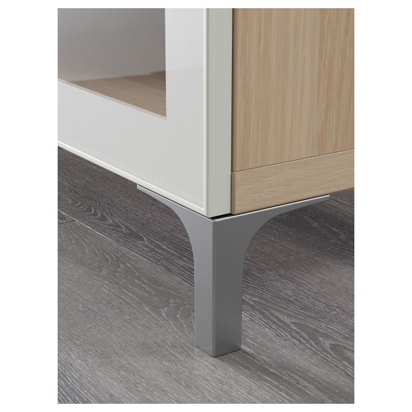 Тумба под ТВ, под беленый дуб, Сельсвикен глянцевый/белый прозрачное стекло, 180x40x48 см IKEA БЕСТО 392.760.93 - фото 5