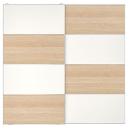 Пара раздвижных дверей, под беленый дуб/белый 200x201 см IKEA MEHAMN МЕХАМН 193.321.46