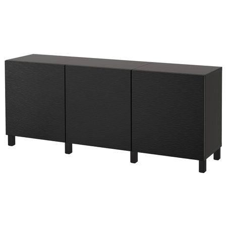 Комбинация для хранения с дверцами, черно-коричневый, Лаксвикен черный 180x40x74 см IKEA БЕСТО 492.466.75