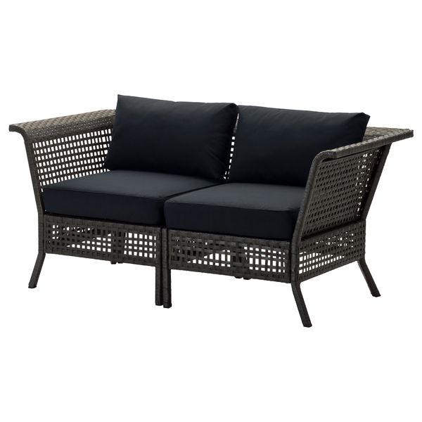 2-местный диван, садовый КУНГСХОЛЬМЕН / КУНГСЭ, черно-коричневый (160x80x73 см) - фото 1