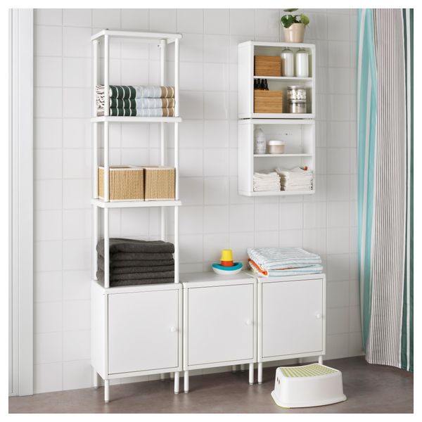 Стеллаж с 3 шкафчиками ДИНАМ, белый (120x27x54-174 см) - фото 3