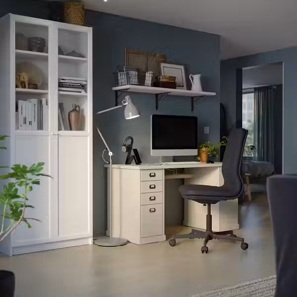 BILLY / OXBERG Стеллаж/панельные/стеклянные двери - белый 80x30x202 см - фото 5