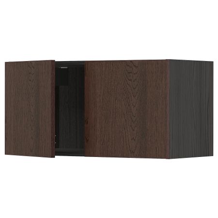 Навесной шкаф с 2 дверцами, черный, Sinarp коричневый, 80x40 см IKEA METOD МЕТОД 994.699.89