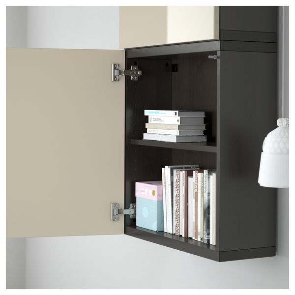 Навесной шкаф с 2 дверями БЕСТО, черно-коричневый, Сельсвикен глянцевый/бежевый (60x20x128 см) - схема-чертеж с размерами