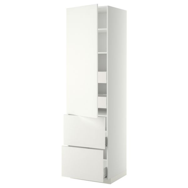 Высокий шкаф + полки, 4 ящика, 2 дверцы МЕТОД / ФОРВАРА, белый, Хэггеби белый - фото 1