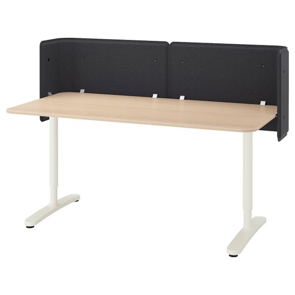 Стол для приемной, дубовый шпон, беленый, белый 160x80 55 см IKEA БЕКАНТ 792.879.85 - фото 1