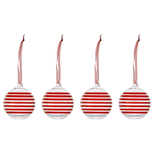 Елочное украшение, шар прозрачное стекло, красный, 6 см IKEA VINTERFINT 905.805.23 - фото 1