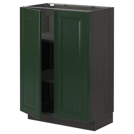 Напольный шкаф с полками/2двери, черный/Будбин темно-зеленый 60x37 см IKEA МЕТОД 993.129.79