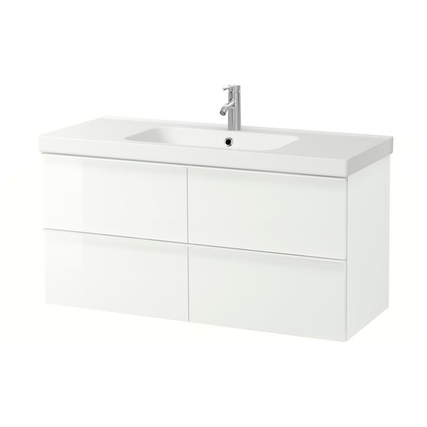 Шкаф для раковины с 4 ящик, 123x49x64 cm IKEA ODENSVIK ОДЕНСВИК, GODMORGON ГОДМОРГОН 992.931.41 - фото 1