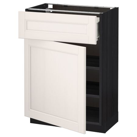 Напольный шкаф с ящиком, дверью МЕТОД / ФОРВАРА, черный, Лаксарби белый