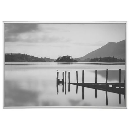Картина с рамой БЬЁРКСТА, Озеро, цвет алюминия (200x140 см)