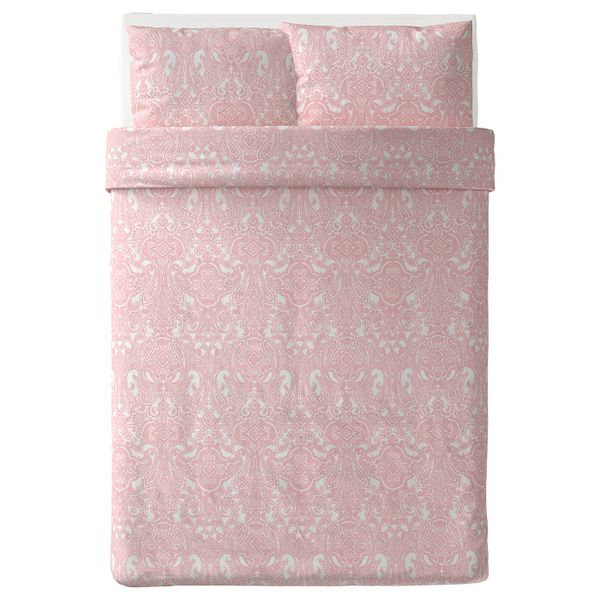 Пододеяльник и 2 наволочки, белый, розовый 200x200/50x70 см IKEA ЙЭТТЕВАЛЛМО 204.061.60 - схема-чертеж с размерами