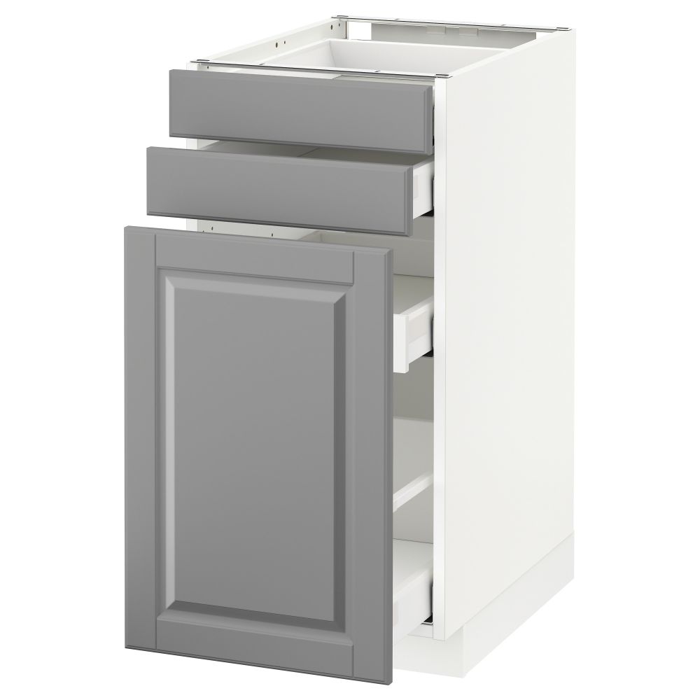 Напольный шкаф с выдвижными модулями, 2 фронтальные панели МЕТОД / МАКСИМЕРА, белый, Будбин серый - схема-чертеж с размерами