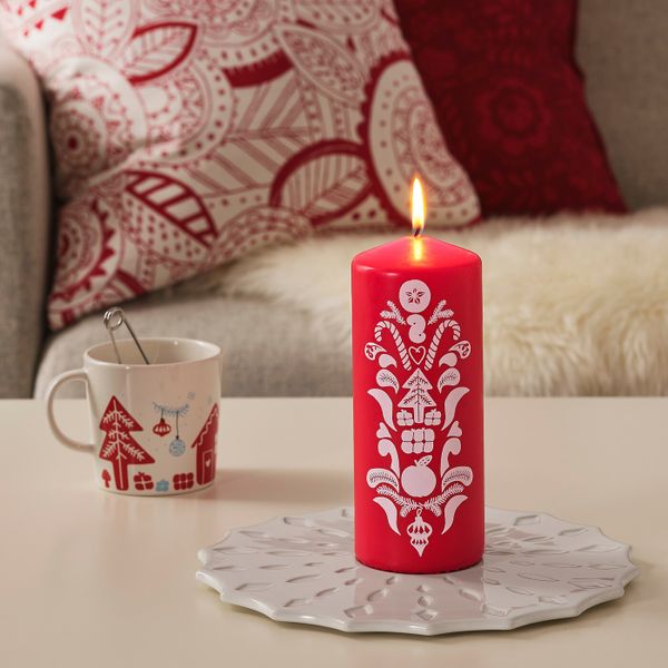 Неароматическая свеча формовая, белый/красный, 20 см IKEA ВИНТЕРФЕСТ 304.320.45 - схема-чертеж с размерами