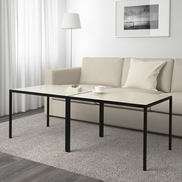 Журнальный стол/2-сторон столешница, черный/бежевый, 75x120x50 см IKEA НИБОДА 792.083.18 - фото 3