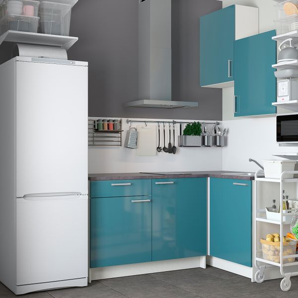 Кухня, глянцевый/синяя бирюза 120x180x260 см IKEA KNOXHULT КНОКСХУЛЬТ 394.243.81 - фото 2