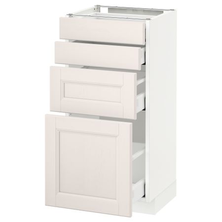 Напольный шкаф 4 фронтальных панели, 4 ящика МЕТОД / МАКСИМЕРА, белый, Лаксарби белый