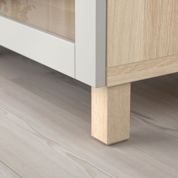 Комбинация для хранения с дверцами, под беленый дуб, Синдвик светло-серый прозрачное стекло 180x40x74 см IKEA БЕСТО 792.466.74 - схема-чертеж с размерами