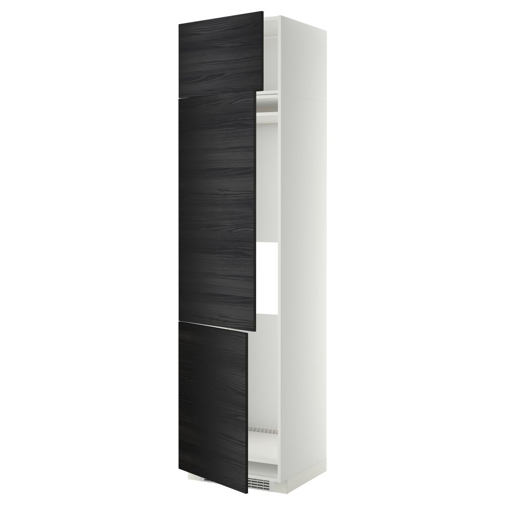 Высокий шкаф для холодильника или морозильника, с 3 дверями МЕТОД, белый, Тингсрид черный - схема-чертеж с размерами