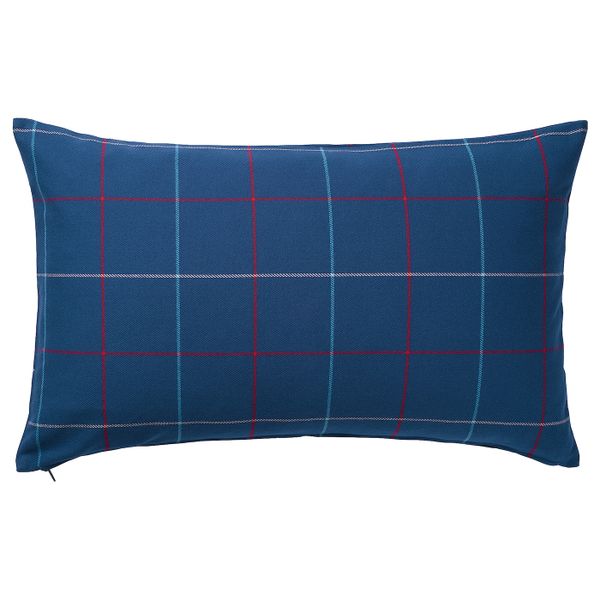 Подушка, синий/разноцветный клетка 40x65 см IKEA HÄSSLEBRODD ХЭССЛЕБРОДД 604.474.32 - фото 1