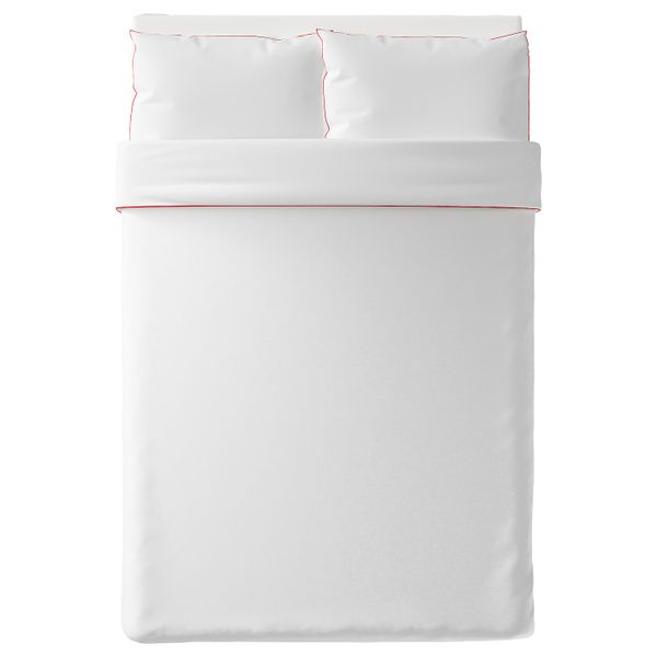 Пододеяльник и 2 наволочки, белый, красный 200x200/50x70 см IKEA KUNGSBLOMMA КУНГСБЛОММА 504.231.63 - схема-чертеж с размерами