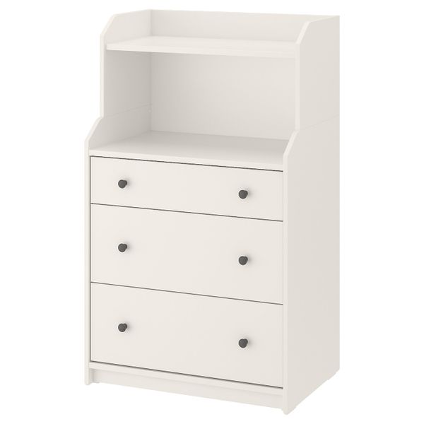 Комод с 3 ящиками/полкой, белый 70x116 см IKEA HAUGA ХАУГА 504.072.95 - фото 1