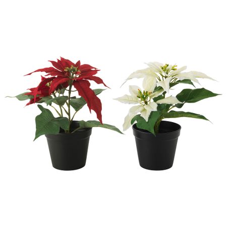 Искусственное растение в горшке ФЕЙКА, "Рождественская звезда" разные цвета (10.5 см)