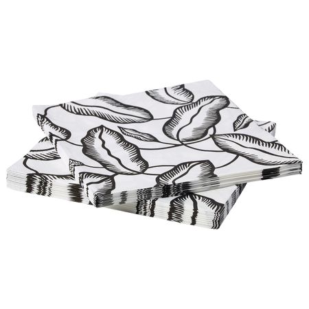 Салфетка бумажная, белый, черный лист 33x33 см IKEA AVSIKTLIG АВСИКТЛИГ 203.544.82